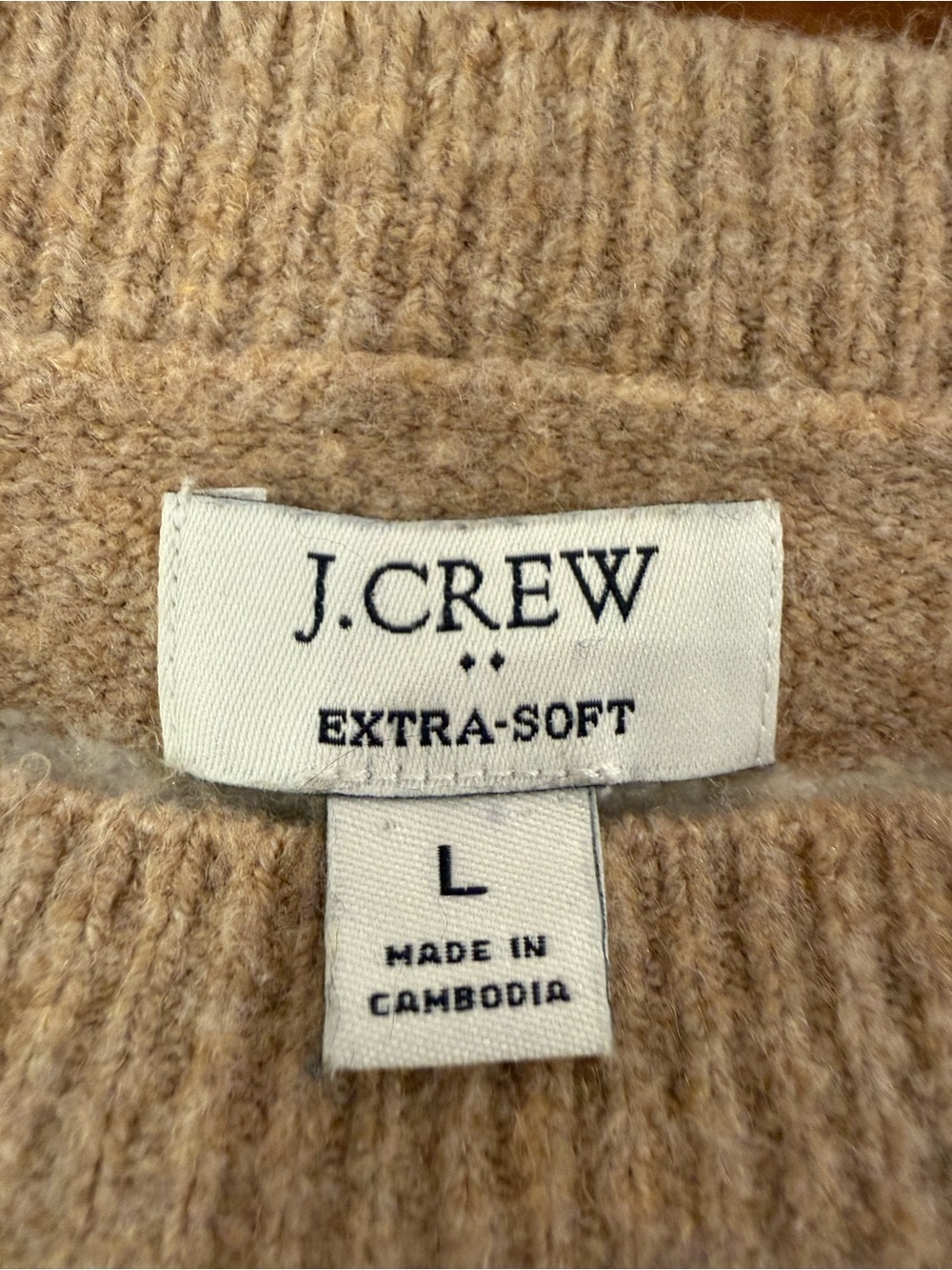 J.Crew Extra-Soft Merino Wool Blend Striped Sweater Tan Ivory L - Picture 2 of 8
